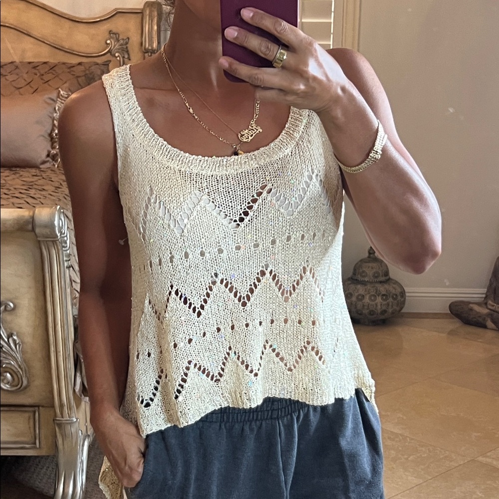 💕Women's Cream Knit Sequins Tank Top💕